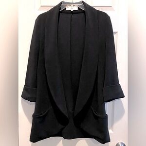EUC! FrenchMauve Blazer Stretch 3/4 Rolled Cuffed Sleeve Open Front Black XL
